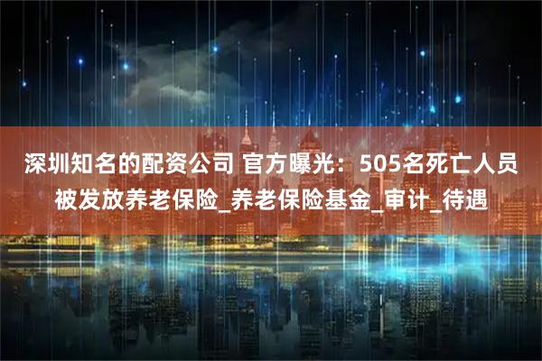 深圳知名的配资公司 官方曝光：505名死亡人员被发放养老保险_养老保险基金_审计_待遇