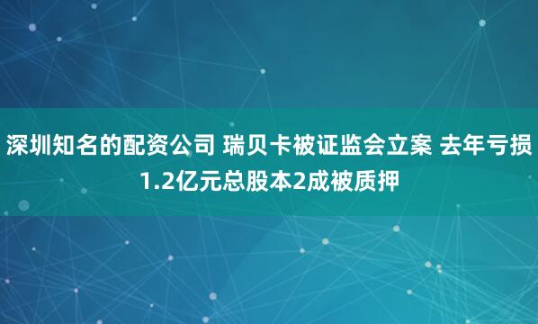 深圳知名的配资公司 瑞贝卡被证监会立案 去年亏损1.2亿元总股本2成被质押